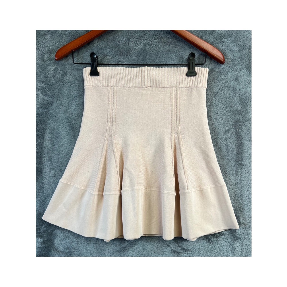 ALC Knit Mini Skirt Small Blush Pink Fluted Luxe Skater Circle